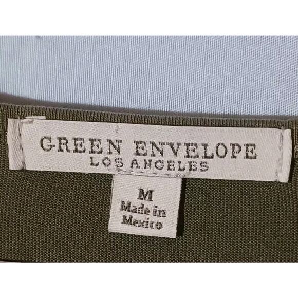 Green Envelope Blouse Women's Medium 3/4 Sleeve Modal Round Neck Top  Green - Picture 3 of 6